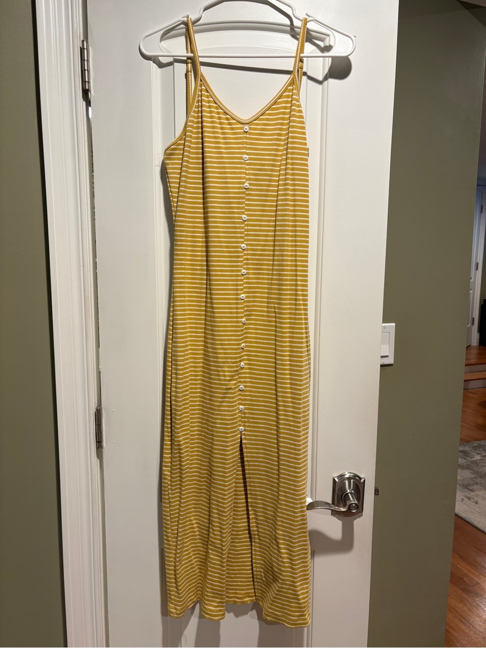 Fashion Nova Yellow Striped Button-Front Midi Dress